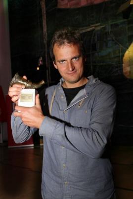 Wojciech Staroń with the Golden Horn award for &quot;Argentinean lesson&quot; during 51st Krakow Film Festival, photography: Tomasz Korczyński<br />